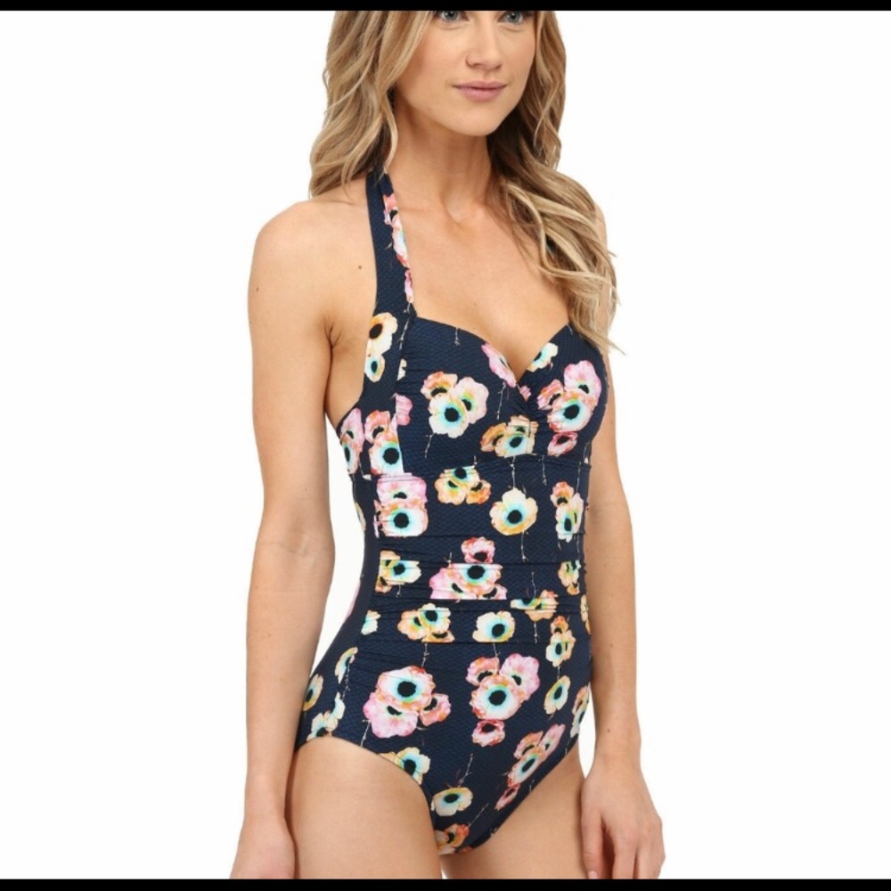 Seafolly Floral One Piece Swimsuit - Navy and Pink